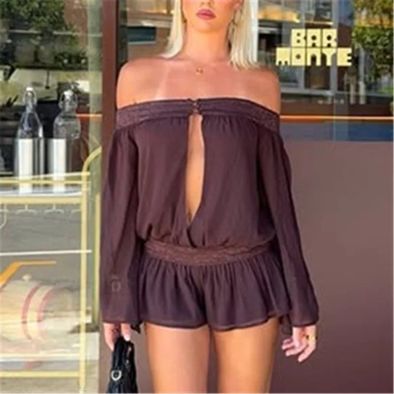 Melanie Off-Shoulder Chiffon Romper