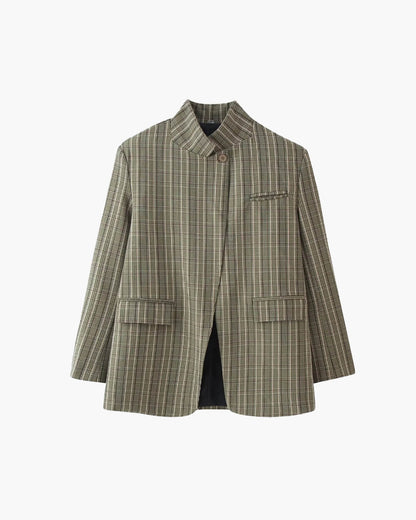 Katie Plaid Stand Collar Blazer
