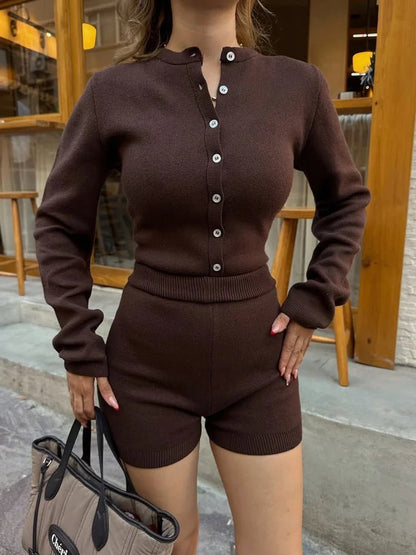 Anastasia Ribbed Knit Shorts Set