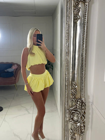 Ariana Halter Bubble Hem Skirt Set