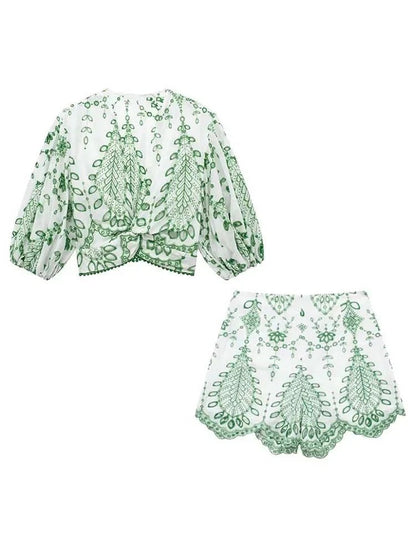 Beatrice Needlework Shorts Set