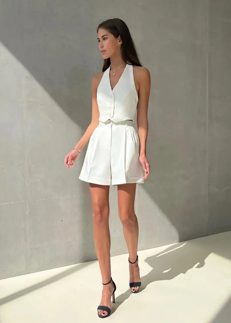 Bianca Tailored Halter Vest & Shorts Set