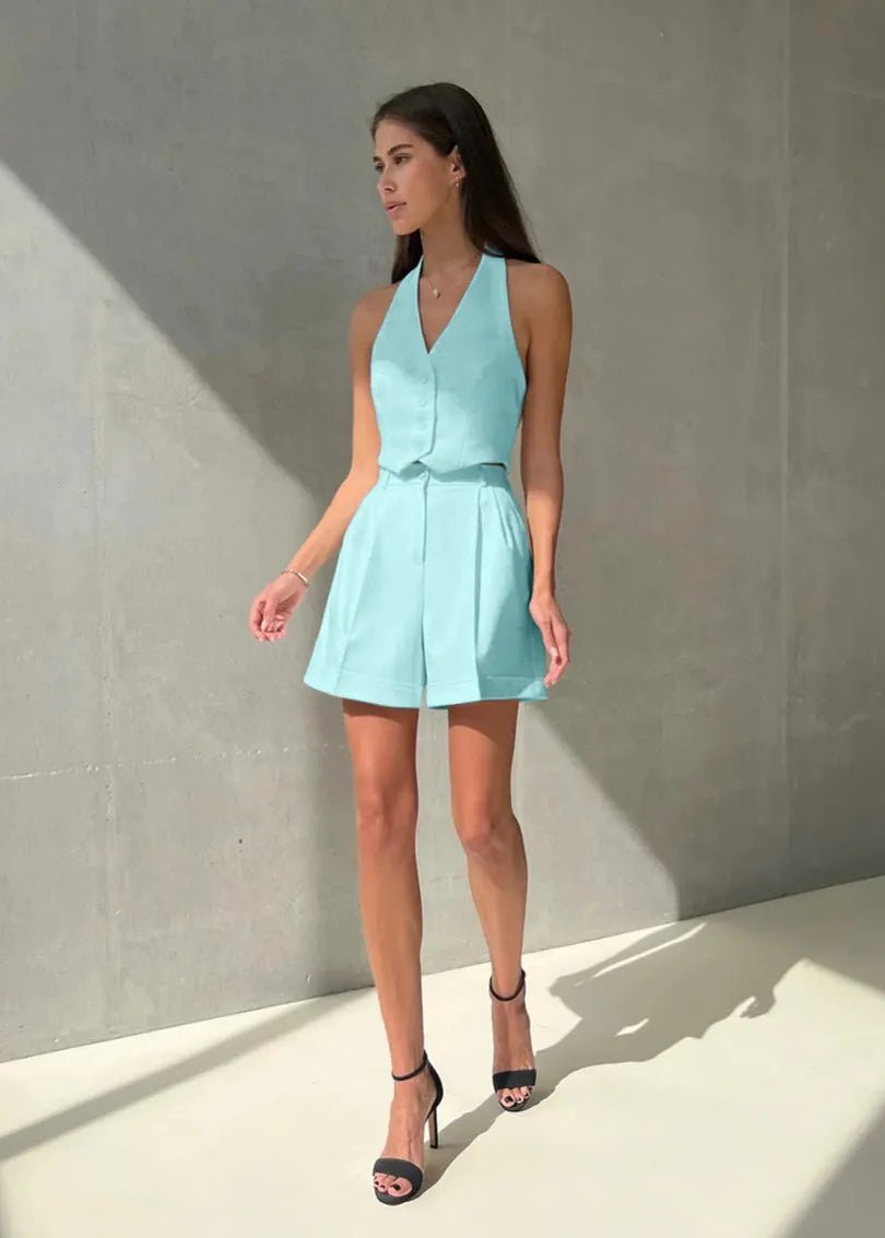 Bianca Tailored Halter Vest & Shorts Set