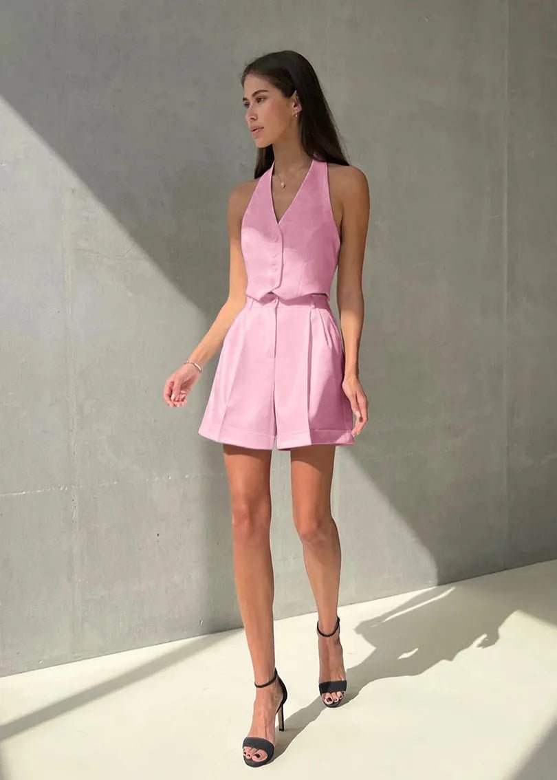 Bianca Tailored Halter Vest & Shorts Set
