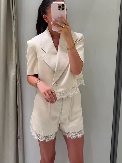 Celeste Lace Detail Two-Piece Short Set