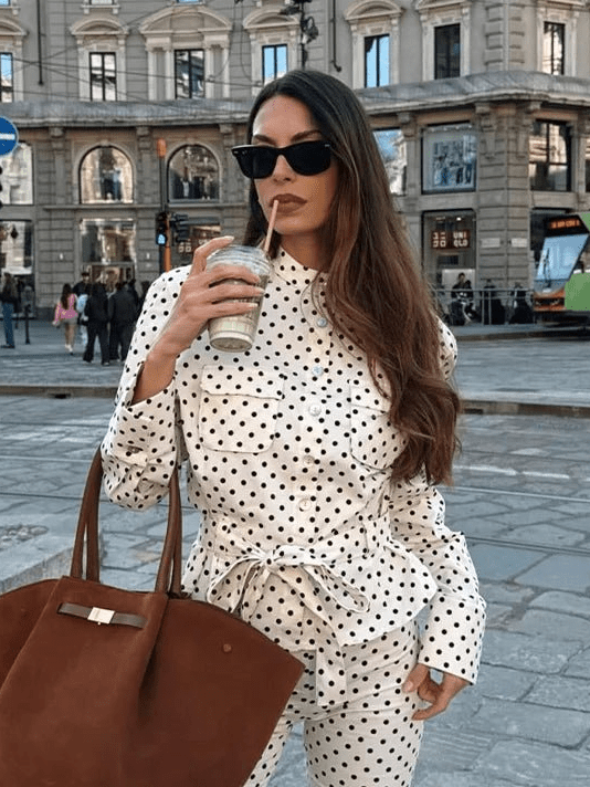 Cherry Polka Dot Jacket Capri Pants Set