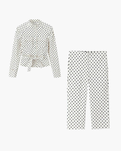 Cherry Polka Dot Jacket Capri Pants Set