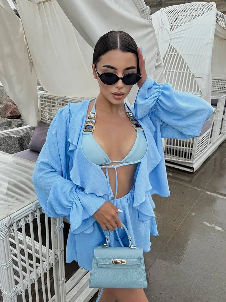 Cordelia V-Neck Ruffle Two-Piece Set