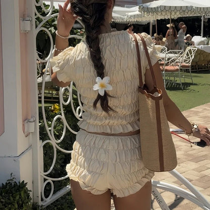 Hanna Elastic Smocked Short Set