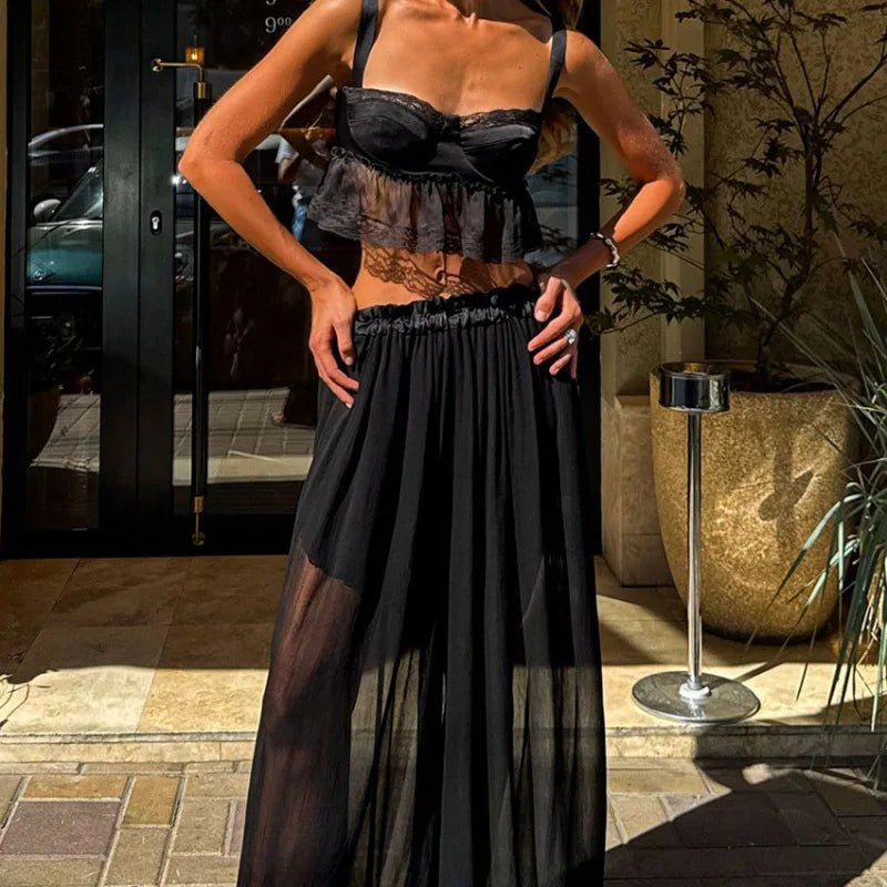 Elena Halftone Chiffon Crop Set