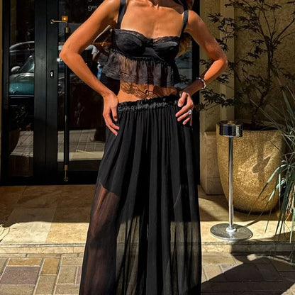 Elena Halftone Chiffon Crop Set