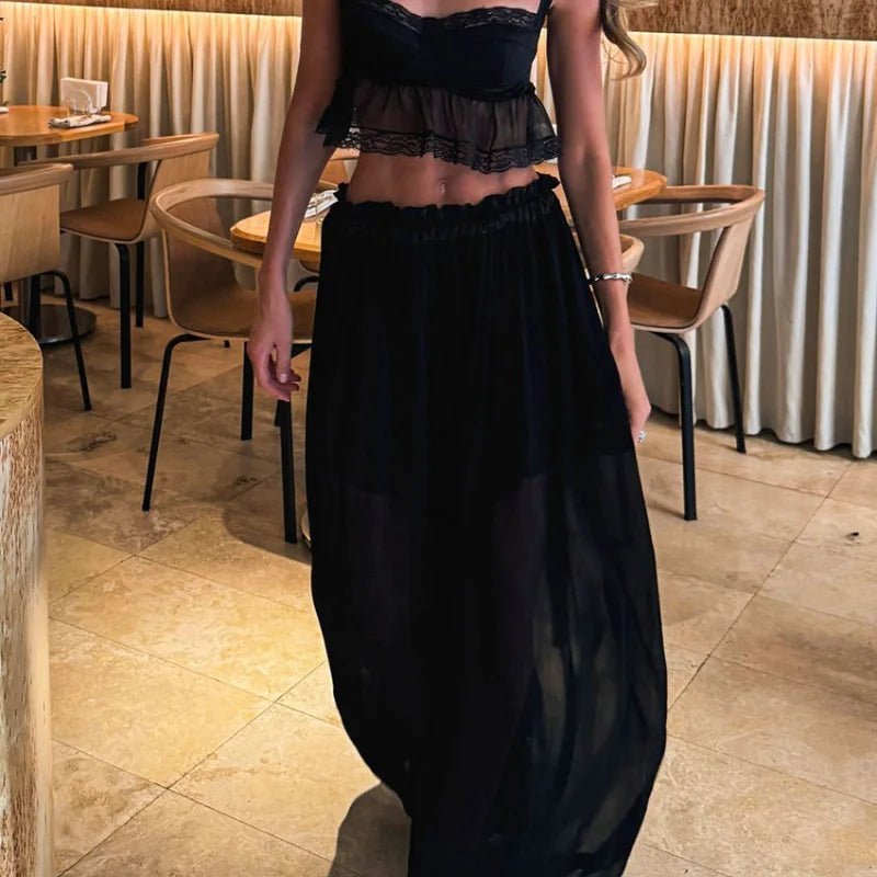 Elena Halftone Chiffon Crop Set