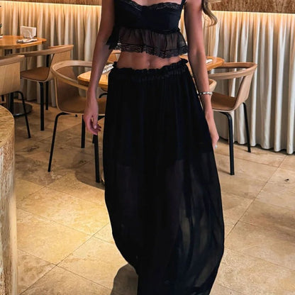 Elena Halftone Chiffon Crop Set