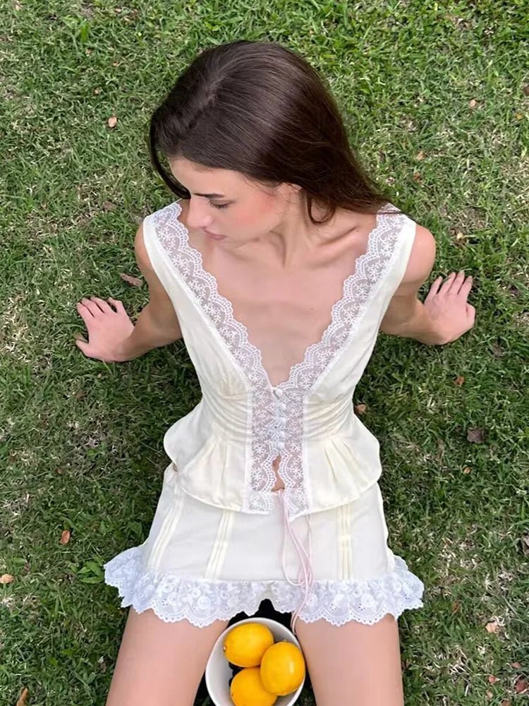 Klarissa Lace Trim Mini Skirt Set