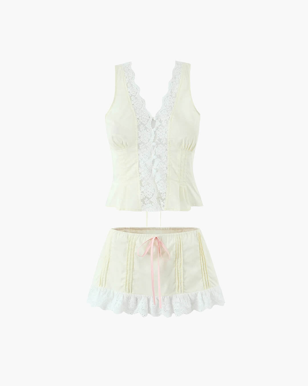 Klarissa Lace Trim Mini Skirt Set