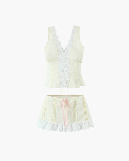 Klarissa Lace Trim Mini Skirt Set