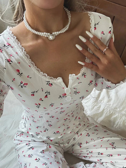 Long Sleeve Floral Pyjama Set