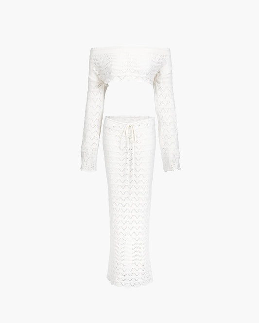 Megan Offshoulder Knit Beach Set