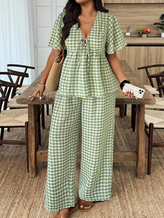 Roselyn Summer Plaid Set