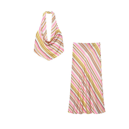 Sienna Bohemian Striped Satin Two-Piece Set