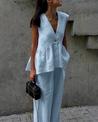 Sydney Ruffled Vest & Pants Set