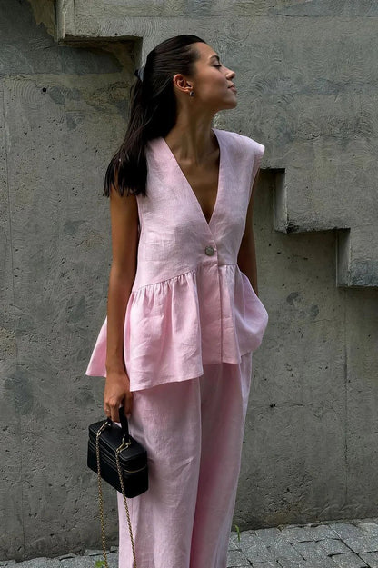Sydney Ruffled Vest & Pants Set