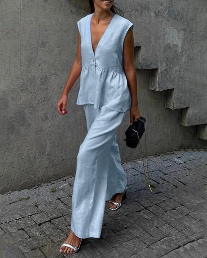 Sydney Ruffled Vest & Pants Set