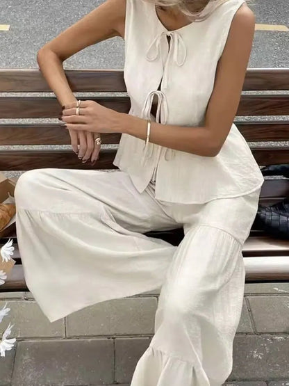 Vianne Tie Front Vest Trouser Set