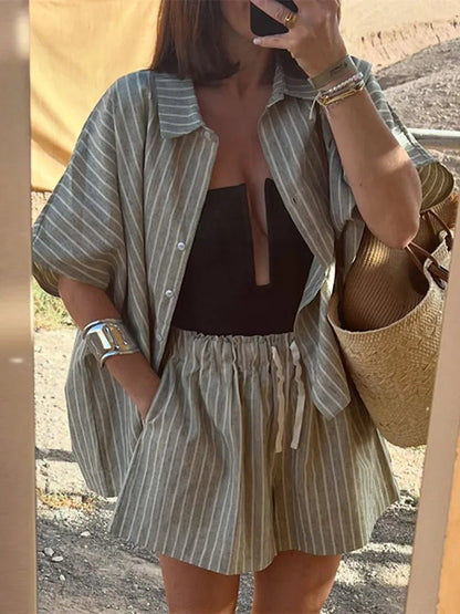 Denise Striped Shorts Set