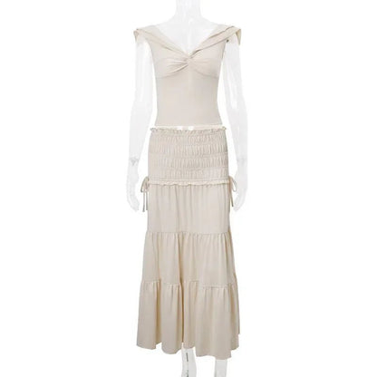 Zendaya Ruffled Crop Top Maxi Skirt Set