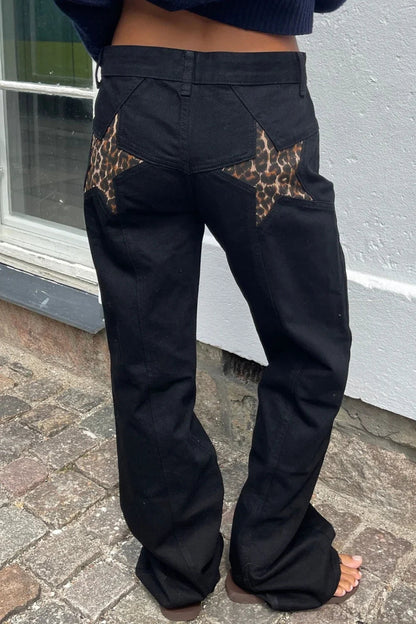 Charlize Star Patchwork Color-Block Jeans