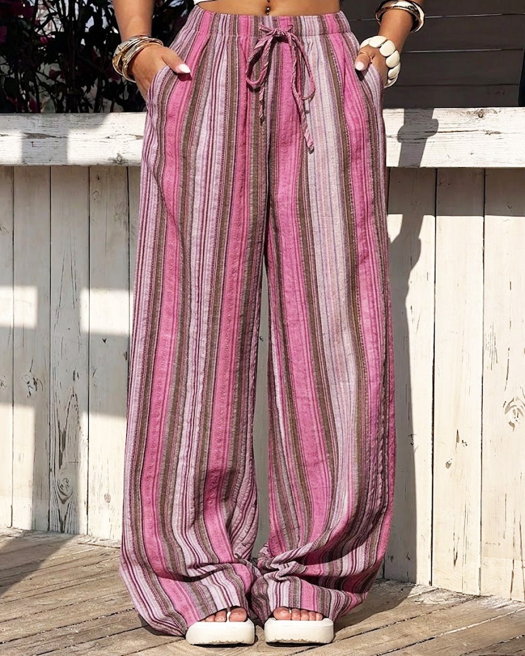 Emily Wide-Leg Striped Pants