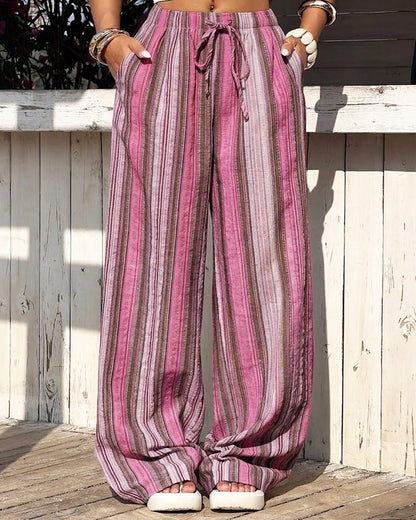 Emily Wide-Leg Striped Pants
