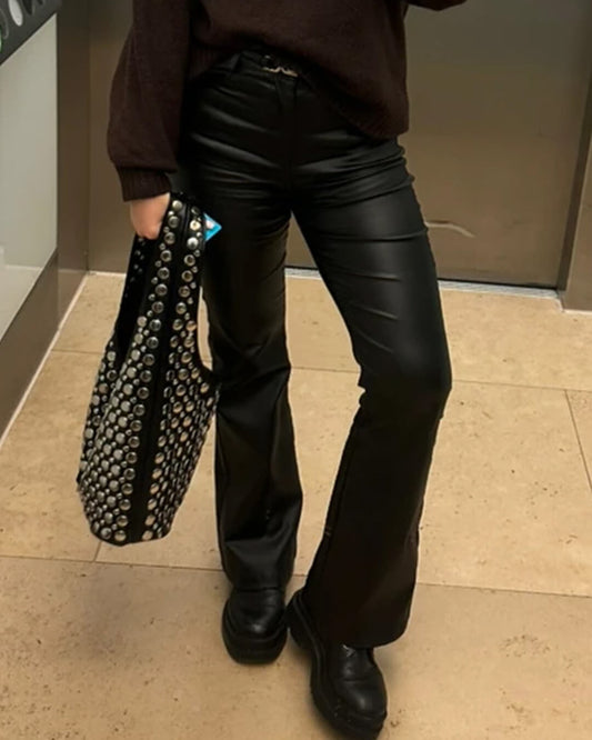 Michelle Faux Leather Flare Pants