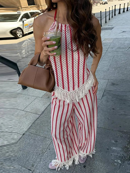 Teresa Striped Fringe Two-Piece Set