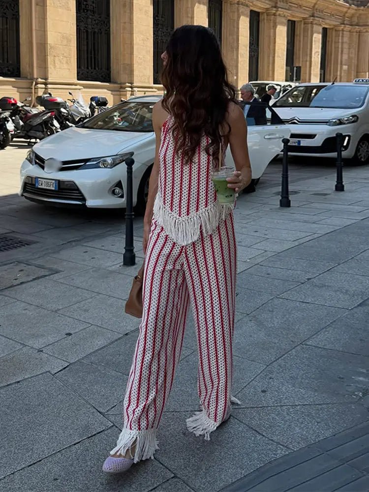 Teresa Striped Fringe Two-Piece Set
