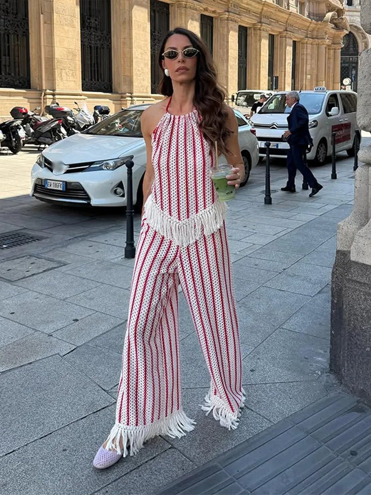 Teresa Striped Fringe Two-Piece Set