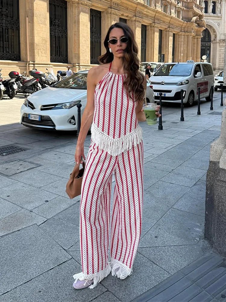 Teresa Striped Fringe Two-Piece Set