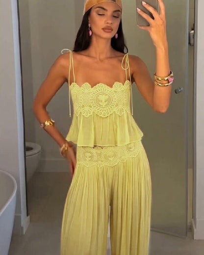 Aiselma Lace Chiffon Pant Set