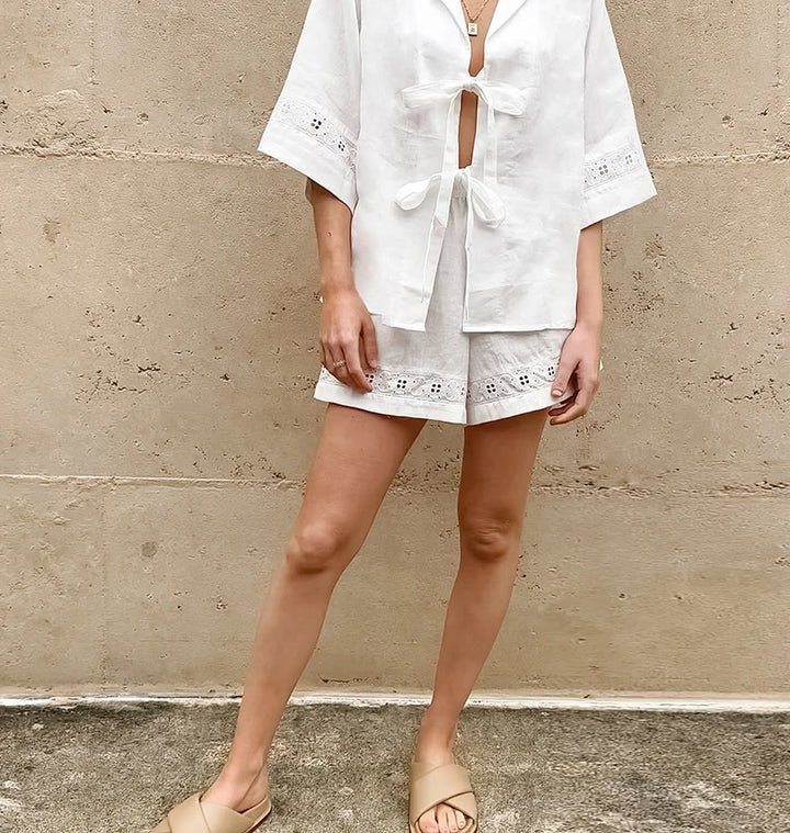 Bianca Tie-Up Cotton Two-Piece Set
