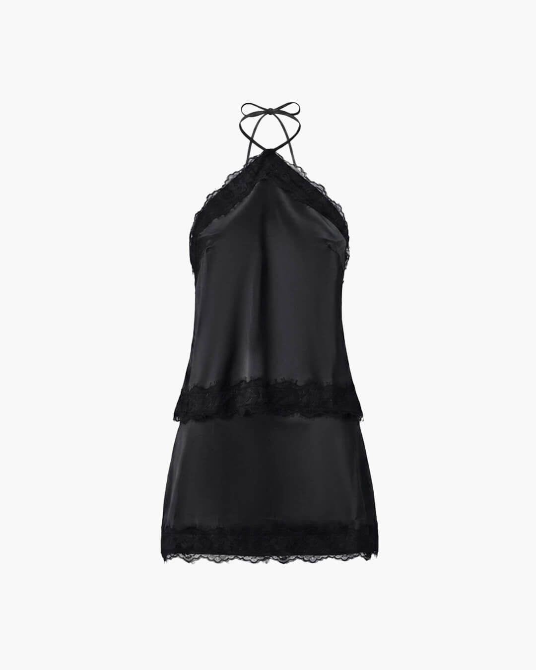 Bianca Satin Halter Neck Two-Piece Set