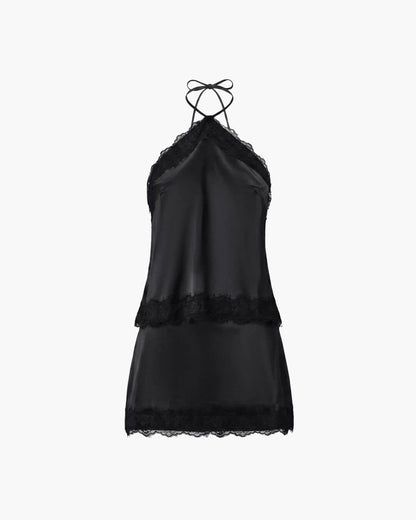 Bianca Satin Halter Neck Two-Piece Set