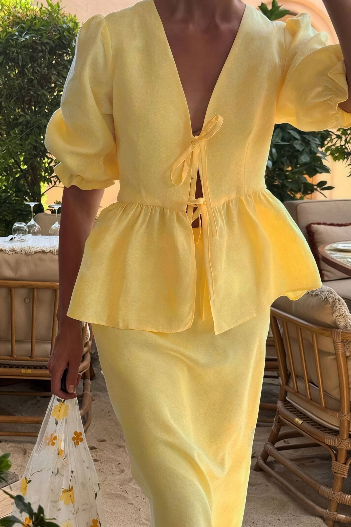 Indra Tie-Front Ruffle Skirt Set
