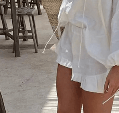 Luna Long Sleeve Ruffle Shorts Set