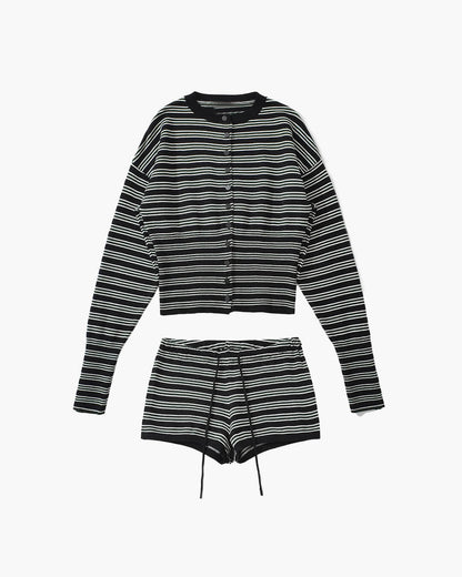 Nicole Striped Cardigan Shorts Set