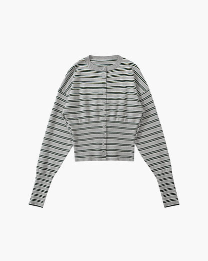 Nicole Striped Cardigan Shorts Set