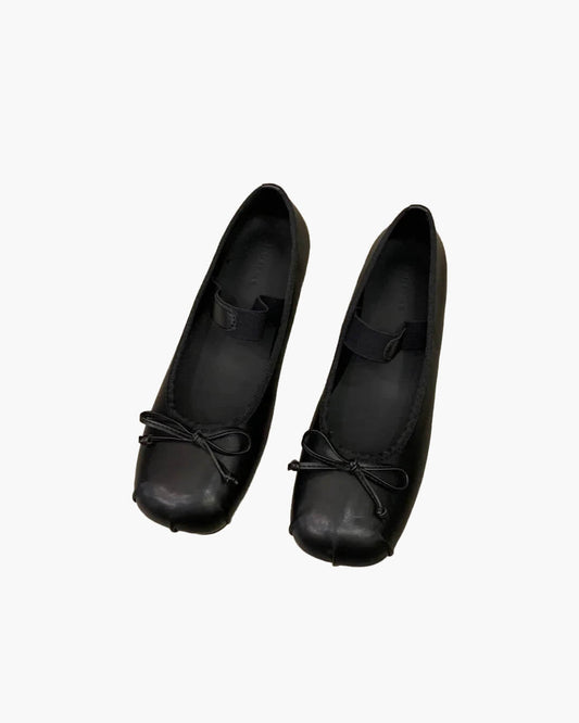 Angela Bowtie Leather Ballet Flats