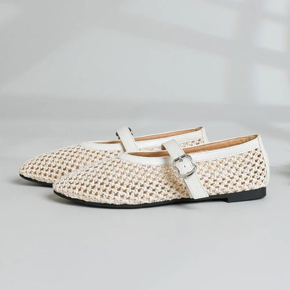 Beatrice Hollow Weave Mary Jane Flats