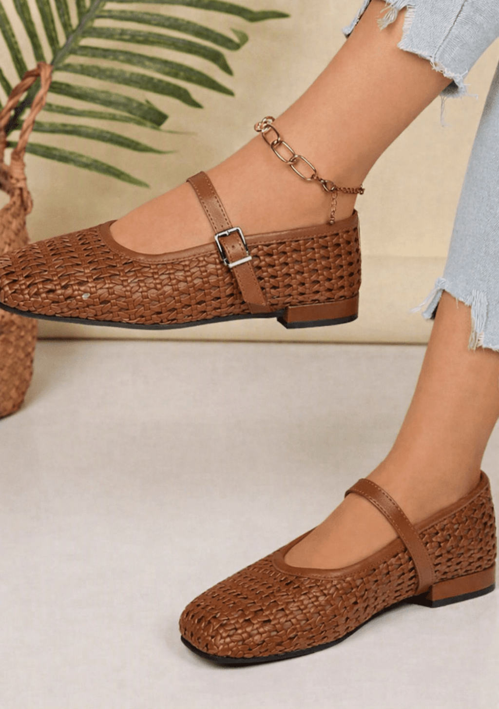 Beatrice Woven Mesh Mary Jane Flats
