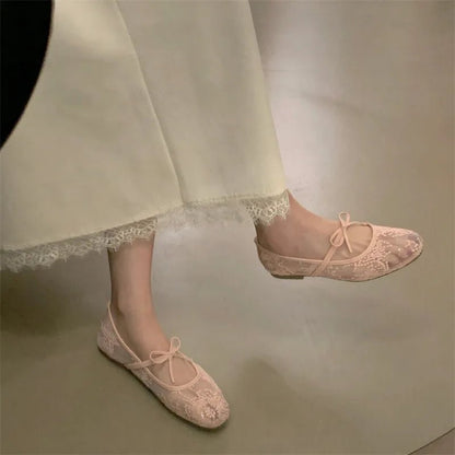 Saskia Embroidered Mesh Ballet Flats